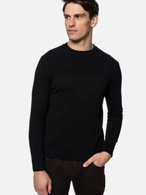 SWETER COMO Z OKRĄGŁYM DEKOLTEM CZARNY Z BAWEŁNĄ Recman