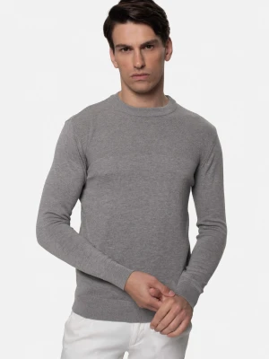 SWETER COMO Z OKRĄGŁYM DEKOLTEM SZARY Z BAWEŁNĄ Recman