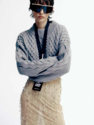 Sweter cropped z tkanym motywem PATRIZIA PEPE