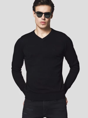 Sweter Czarny Bawełniany w Serek Jordi Lancerto