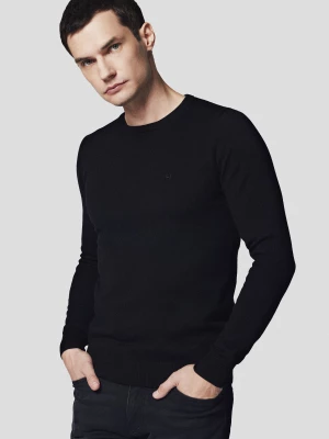 Sweter Czarny z Bawełną Gładki Tony Lancerto