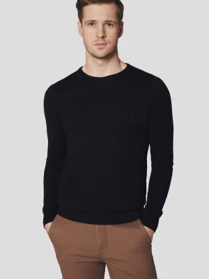 Sweter Czarny z Bawełną Gładki Morey Lancerto