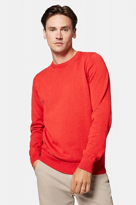 Sweter Czerwony z Bawełną Gładki Morey Lancerto