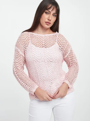 Sweter damski ażurowy z cekinami JOSEPH RIBKOFF