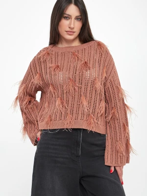 Sweter damski ażurowy z piórkami TWINSET Twinset Milano