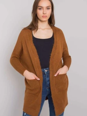 Sweter damski brązowy z kieszeniami RUE PARIS