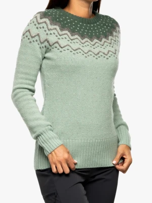 Sweter damski Fjallraven Ovik Knit Sweater - misty green/deep patina