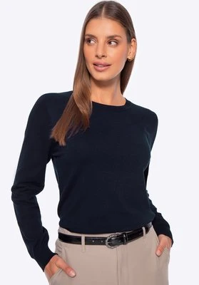 Sweter damski klasyczny granatowy Wittchen