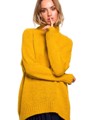 Sweter damski oversize asymetryczny sweter z wełną żólty Polskie swetry