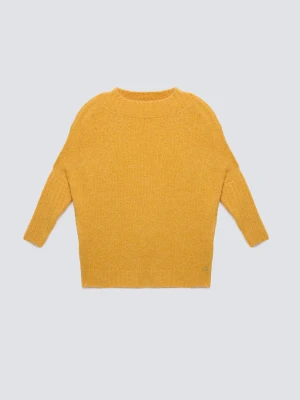 Sweter damski oversize z dodatkiem wełny żółty Mayamiko 201 BIG STAR