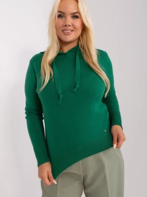 Sweter damski plus size z wiskozą ciemny zielony