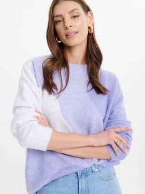 Sweter damski printowany oversize fioletowy Greenpoint