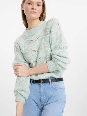 Sweter damski w ażur zielony Greenpoint