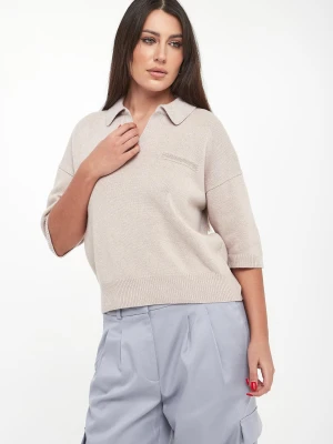 Sweter damski wełniany z kołnierzem polo PESERICO