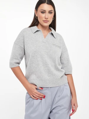 Sweter damski wełniany z kołnierzem polo PESERICO