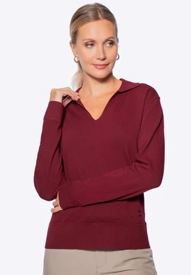 Sweter damski z dekoltem V-neck z wiskozy i nylonu bordowy Wittchen