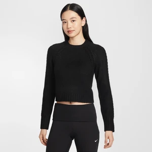 Sweter damski z dzianiny o dopasowanym kroju z długim rękawem Nike Chill - Czerń