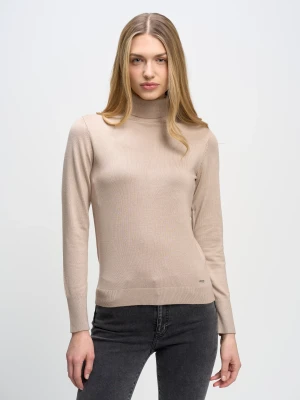 Sweter damski z golfem beżowy Charlinka 801 BIG STAR