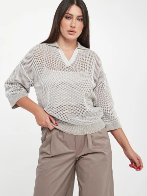 Sweter damski z kołnierzem polo PESERICO