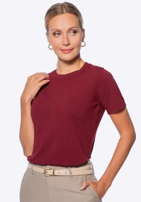 Sweter damski z krótkim rękawem bordowy Wittchen