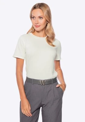 Sweter damski z krótkim rękawem kremowy Wittchen