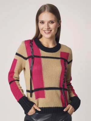 Sweter damski z ozdobnymi tasiemkami OCHNIK