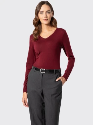 Sweter damski z wełny merino bordowy Wittchen