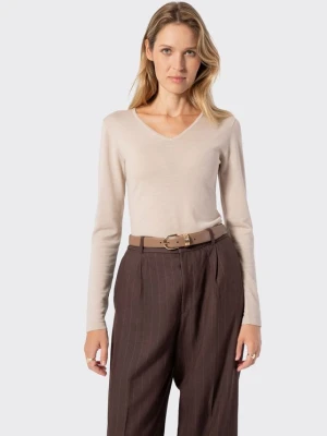 Sweter damski z wełny merino kremowy Wittchen