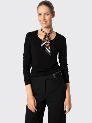 Sweter damski z wełny merino z okrągłym dekoltem czarny Wittchen