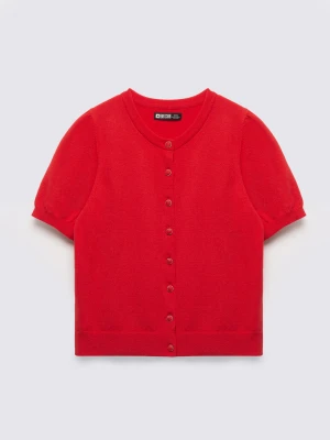 Sweter damski zapinany na guziki z krótkim rękawem czerwony Manona 603 BIG STAR