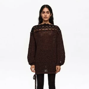 Sweter dekolt łódka koronka ciemnobrązowy BIMBA Y LOLA