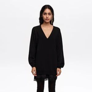Sweter dekolt w kształcie litery V bawełniany czarny BIMBA Y LOLA