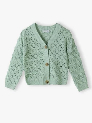 Sweter dla dziewczynki - zielony w ażurowe wzory - Max&Mia Max & Mia by 5.10.15.