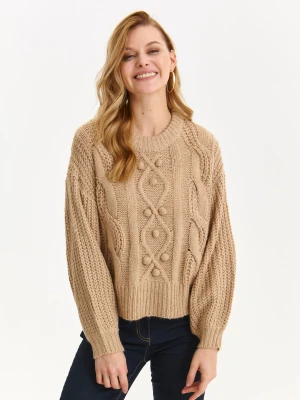 Sweter długi rękaw beżowy - SSW3666BE sweter długi rękaw - TOP SECRET - Odzieżowy sklep internetowy TOP SECRET