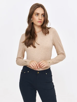 Sweter długi rękaw beżowy - SSW3691BE sweter długi rękaw - TOP SECRET - Odzieżowy sklep internetowy TOP SECRET