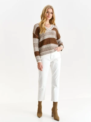 Sweter długi rękaw brązowy - SSW3559BR sweter długi rękaw - TOP SECRET - Odzieżowy sklep internetowy TOP SECRET