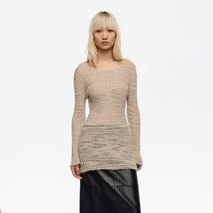 Sweter dzianina dopasowany piaskowy BIMBA Y LOLA