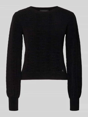 Sweter dzianinowy o kroju regular fit z warkoczowym wzorem Guess Czarny