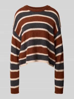 Sweter dzianinowy o kroju relaxed fit z mieszanki alpaki z domieszką wełny Drykorn Orzechowy