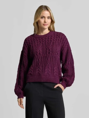 Sweter dzianinowy o kroju relaxed fit z mieszanki bawełny model 'Marisela' MSCH Copenhagen Jasnośliwkowy
