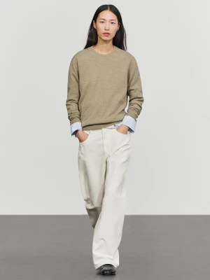Sweter Z Mieszanki Wełny Z Okrągłym Dekoltem - Beżowy Pop - Massimo Dutti - Female