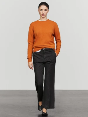 Sweter Z Mieszanki Wełny Z Okrągłym Dekoltem - Pomarańczowy - Massimo Dutti - Female