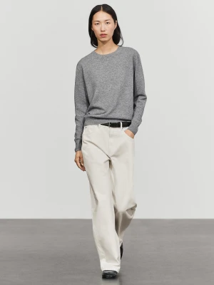 Sweter Z Mieszanki Wełny Z Okrągłym Dekoltem - Szary Pop - Massimo Dutti - Female