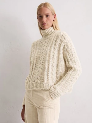 Sweter dzianinowy oversize Marc O'Polo béžová