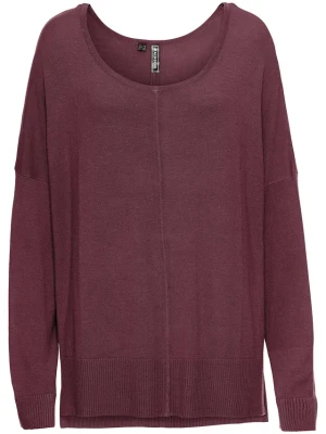 Sweter dzianinowy oversize z mieszanki wiskozy BonPrix czerwony