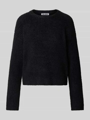 Sweter dzianinowy w kroju relaxed fit z elastycznymi wykończeniami REVIEW Czarny