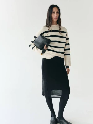 Sweter dzianinowy w paski kremowy / écru - Kobieta - - MANGO