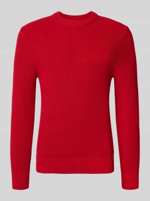 Sweter dzianinowy z czystej bawełny o kroju regular fit MCNEAL Czerwony