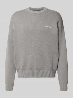 Sweter dzianinowy z czystej bawełny o kroju regular fit Pegador Średnioszary