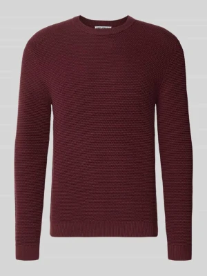 Sweter dzianinowy z czystej bawełny o kroju regular fit REVIEW Bordowy